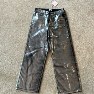 Silver Metallic jeans. Size medium. From REVOLVE the brand is superdown.